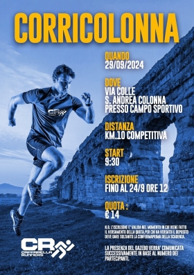Locandina CorriColonna 29 Settembre 2024 - Caffarella Runners asd